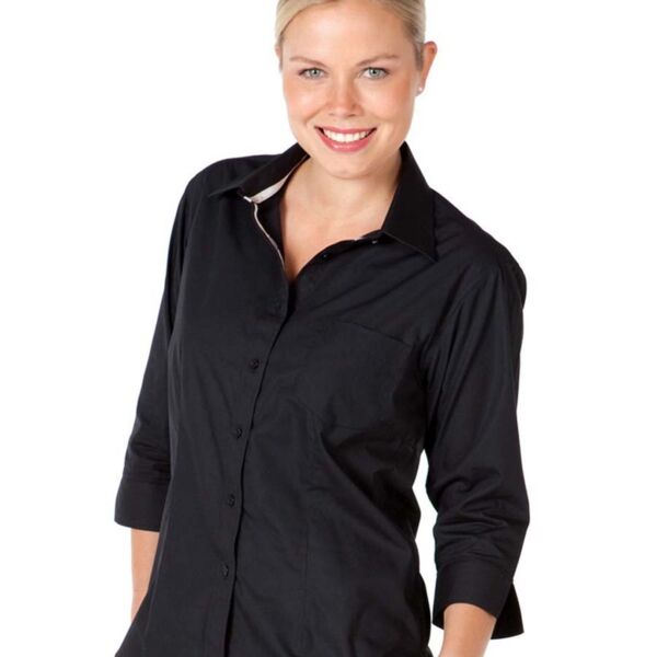 JB's LADIES  3/4 CONTRAST SHIRT BLK/WHT - 08 Thumbnail